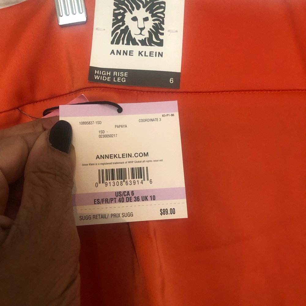 Anne Klein Orange High Rise Wide Leg Pants NWT